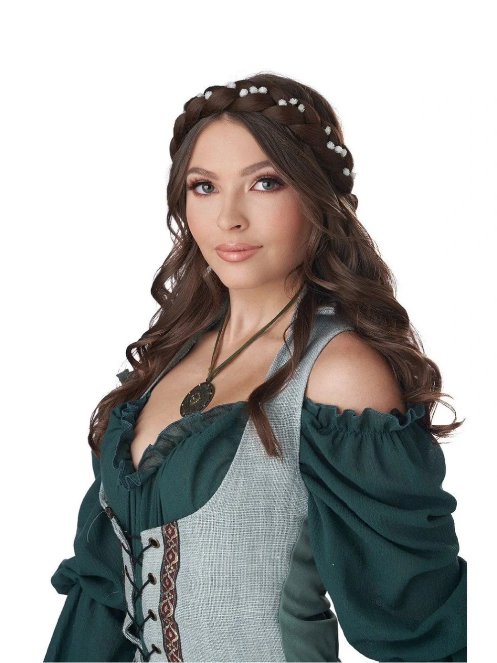 California Costumes Halo Braids Wig - Dark Brown with Flower Accents